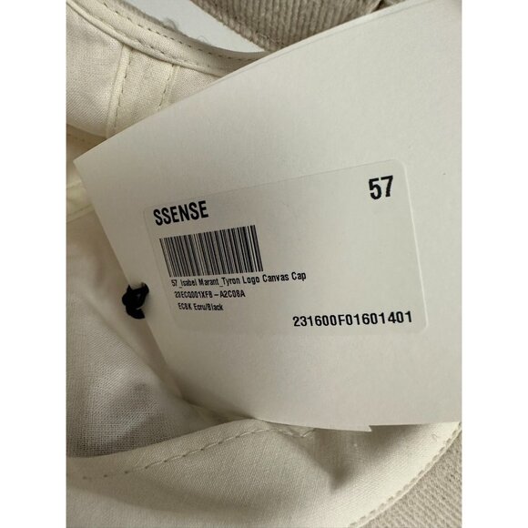 ISABEL MARANT Tyron Logo-Embroidered Cotton-Twill  Baseball Cap In Ecru Black  5 - Picture 7 of 8